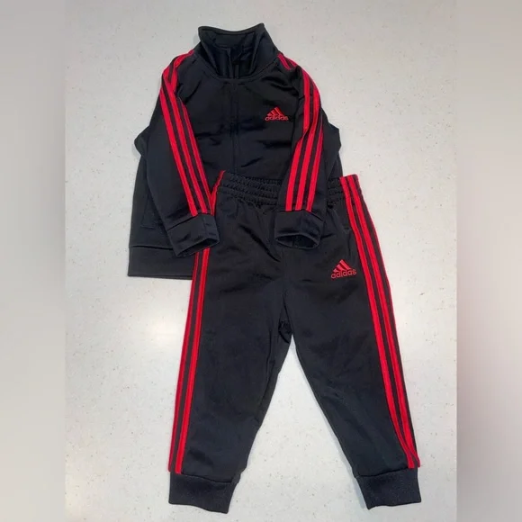 Adidas Black and Red Tracksuit Set - Picture 1 of 3
